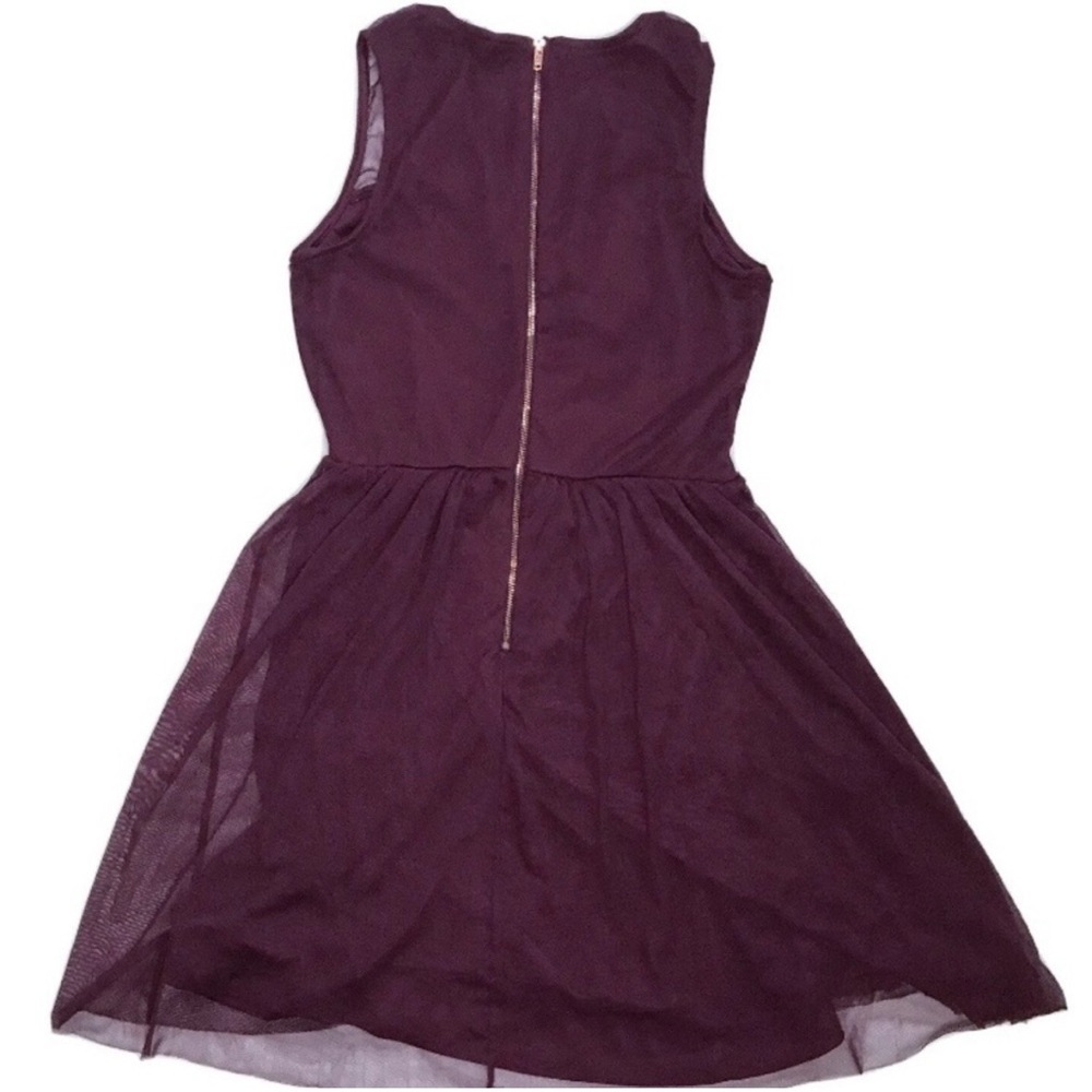 Plum Tulle Floral Dress Juniors Size Small Dark Romance Goth Vampire Core Flirty - Picture 6 of 8